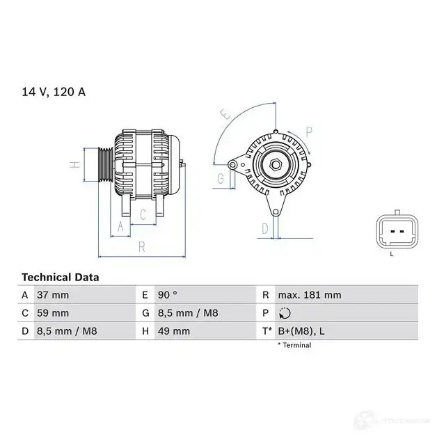 Генератор BOSCH ZJFYCY 0986045101 332885 451 0