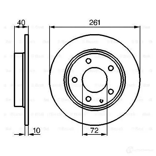 Тормозной диск BOSCH E1 90 R - 02C0100/0495 339074 0986478633 BD551