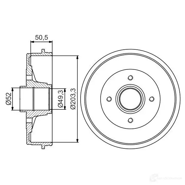 Тормозной барабан BOSCH DB26 8 338593 0986477197 NJSYU7I