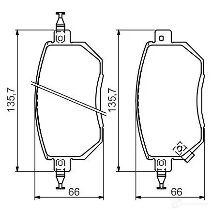 Тормозные колодки, комплект BOSCH 0986494366 24056 7870D969 342352