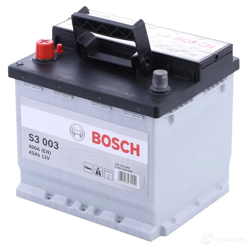 Аккумулятор 45 ач прямая 400 а 12 в Кальциевый [CA/CA] s3 207x175x190 BOSCH 304069 12V 45Ah 400A 545 413 040 0092S30030