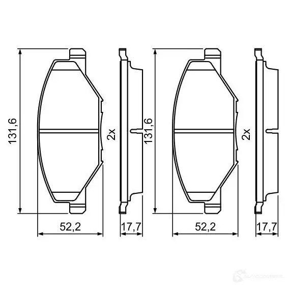 Тормозные колодки, комплект BOSCH 25681 0986495390 BP1756 342871
