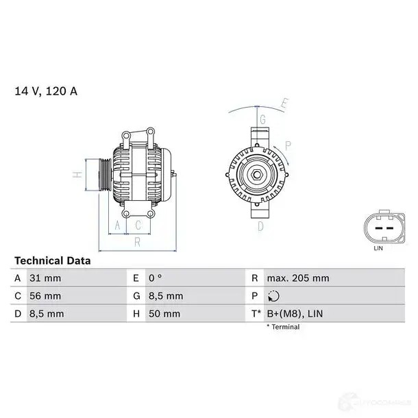 Генератор BOSCH 490 1 333151 0986049010 91XRFF1