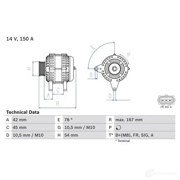 Генератор BOSCH DGHTFB 4 907 333156 0986049071