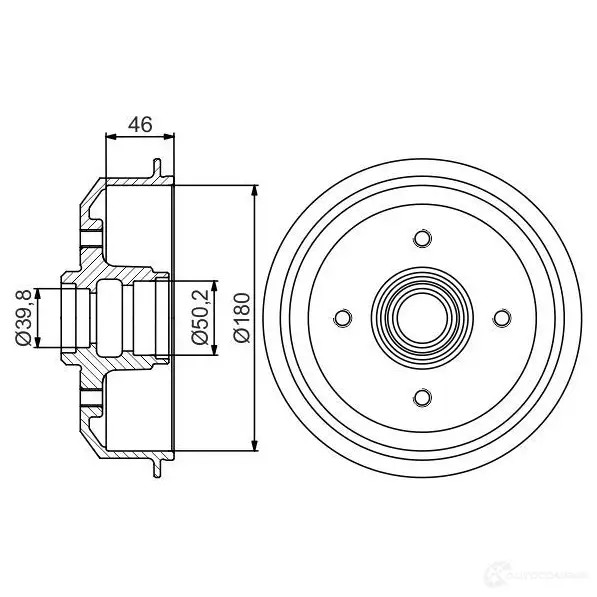 Тормозной барабан BOSCH 338546 BTTQMD D B221 0986477150