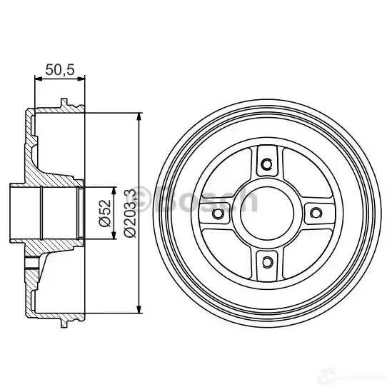 Тормозной барабан BOSCH PUR9DHI 0986477308 DB3 78 1193477203