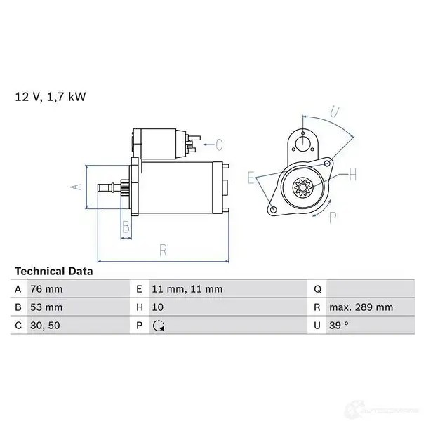 Стартер BOSCH 0986016700 JT8WTVB 16 70 331266