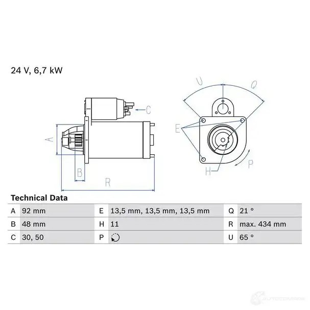 Стартер BOSCH 331347 0986017760 1RHWSB 177 6