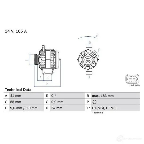 Генератор BOSCH 841 9 1425023354 0986084190 8MEDDL