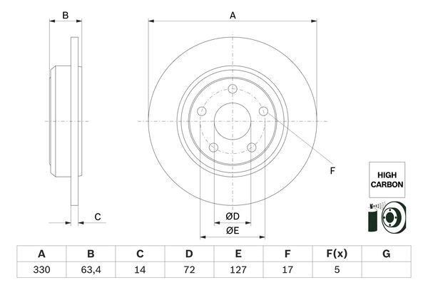 Тормозной диск BOSCH 0 986 479 F89 1440044667 DC7S A