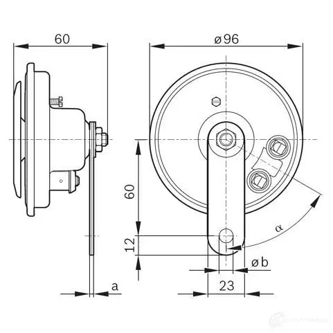 Пневматический звуковой сигнал BOSCH GC4C6WU 334728 0986320136 FC4 TYPE A 300 DEG, 12V LOW; BLACK
