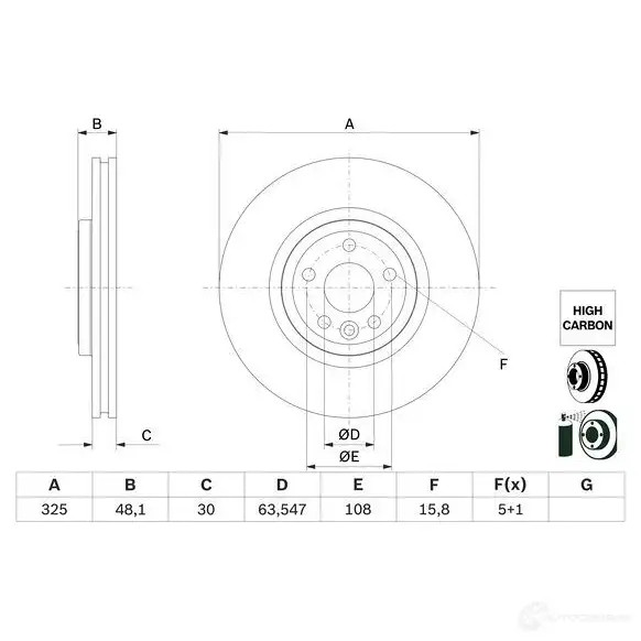 Тормозной диск BOSCH 0986479g32 3BC I9G3 1437976868