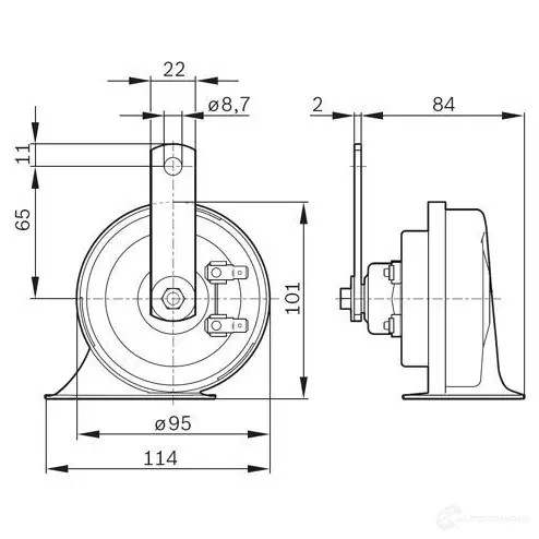 Пневматический, электрический звуковой сигнал BOSCH 0O2WN7 0986ah0507 344355 WINDTONE, 12V SET; RED
