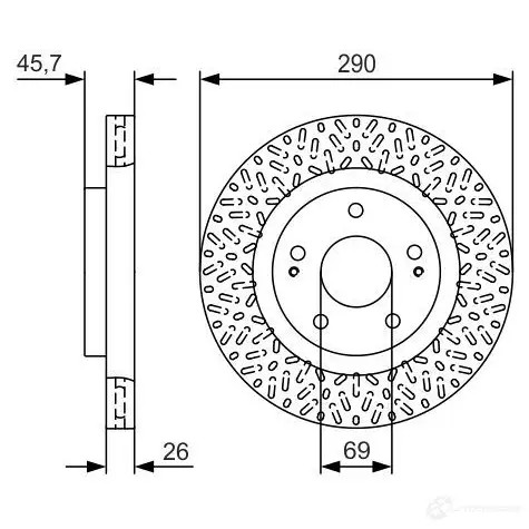 Тормозной диск BOSCH B D2353 340625 0986479u80 4YVXAG