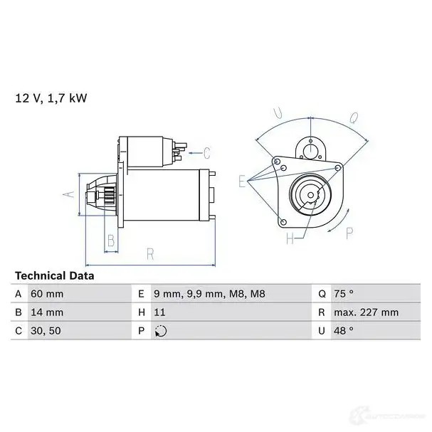Стартер BOSCH ZKVWJHN 331712 23 05 0986023050