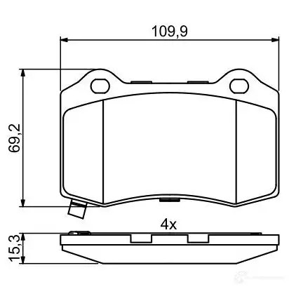 Тормозные колодки, комплект BOSCH 2 1381 0986494708 BP1703 1193483962