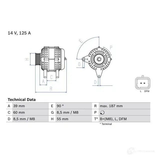 Генератор BOSCH 826 0 0986082600 H6QAD9A 333445