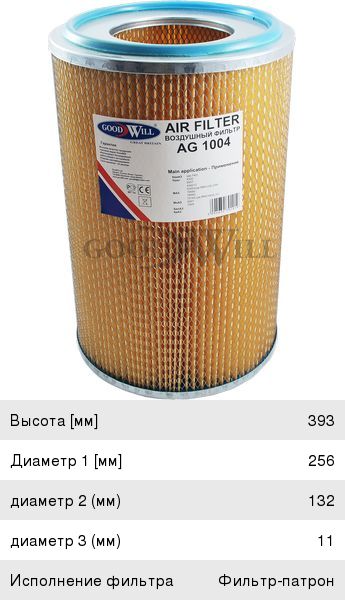 Элемент фильтрующий КАМАЗ воздушный AG-1004 GOODWILL