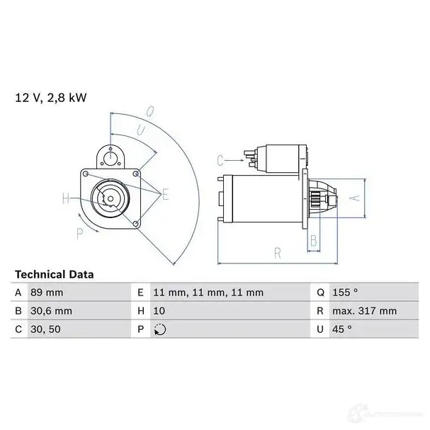 Стартер BOSCH 1 815 0986018151 331381 K7EWM5X