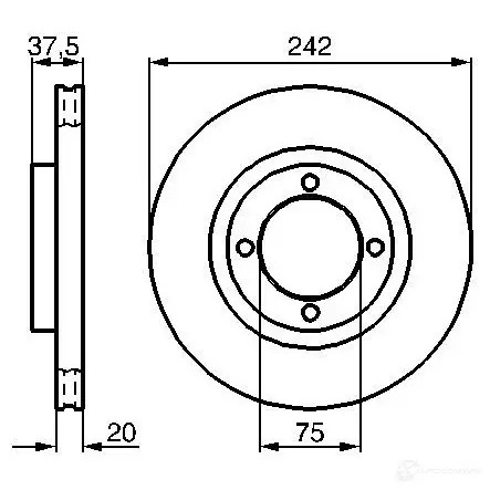 Тормозной диск BOSCH 0986478524 ZD3LNDB 338989 BD 447