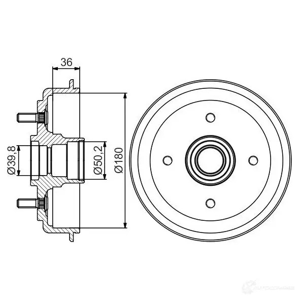 Тормозной барабан BOSCH 0986477238 338633 85D46QV DB 309