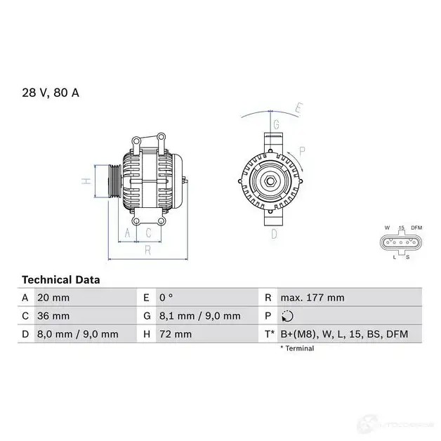Генератор BOSCH 333021 GWCVZ 0986046580 46 58