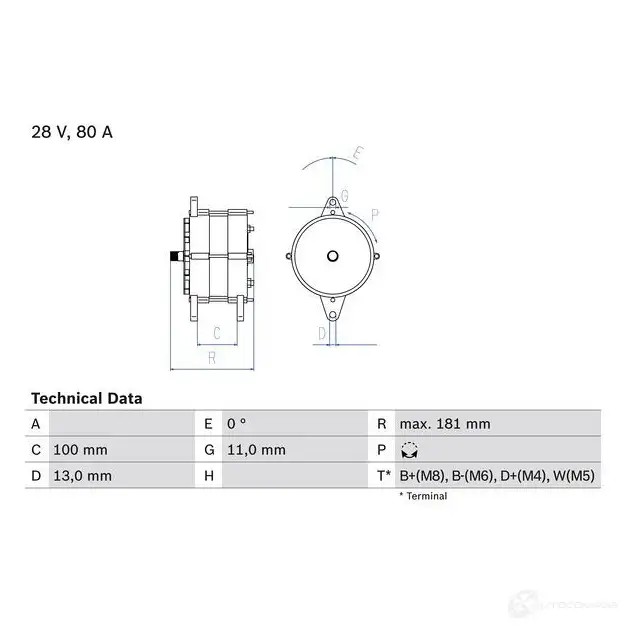 Генератор BOSCH 332464 39 26 VV6Z2 0986039260