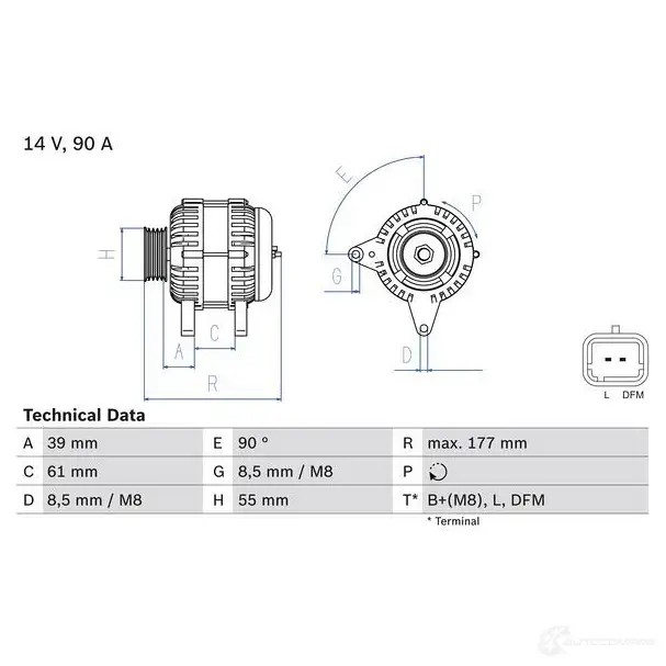 Генератор BOSCH IHG44Y8 0986083190 333483 83 19