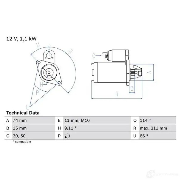 Стартер BOSCH 18 48 331412 1TY7N3 0986018480