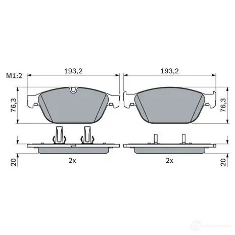 Тормозные колодки, комплект BOSCH 25160 1425140187 BP1951 0986494988
