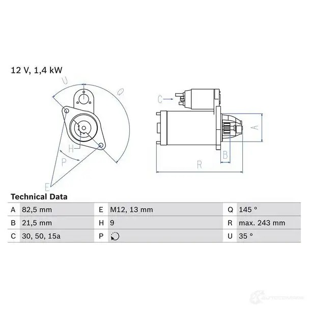Стартер BOSCH G2QU3N 1 819 331385 0986018190