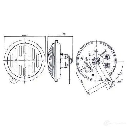 Пневматический звуковой сигнал BOSCH FD4 TYPE A 60DEG, 12V LOW; GRILL BL 0986320303 62PYI 334779