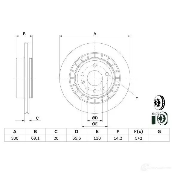 Тормозной диск BOSCH 0986479d49 B D2535 1193479489 APV4JXJ