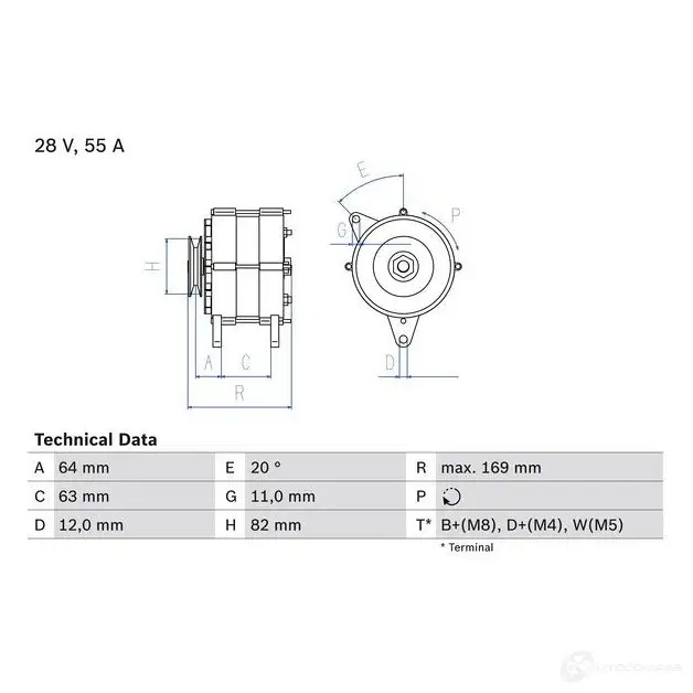 Генератор BOSCH 0986039130 391 3 OTI3A 332453