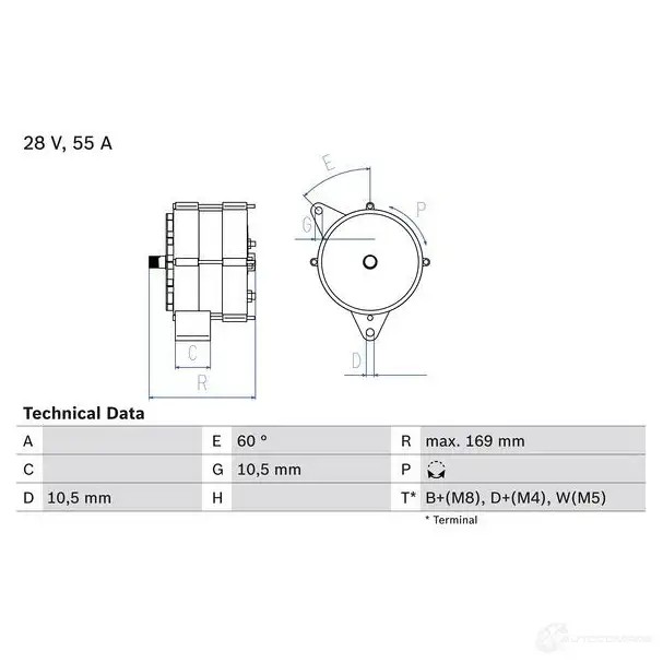 Генератор BOSCH QB17Y 0986034070 340 7 332127