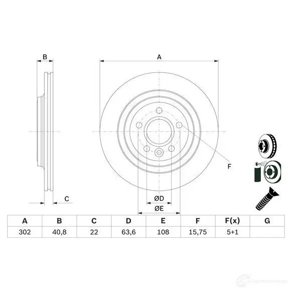 Тормозной диск BOSCH 1437241151 0986479e85 KA59R 7