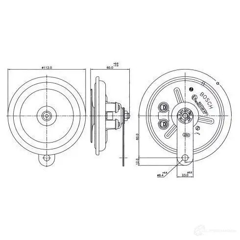 Пневматический звуковой сигнал BOSCH FD4 TYPE A, 24V SET; STEEL 0986320394 UYY2Y 334809