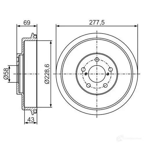 Тормозной барабан BOSCH JK5J9 338667 DB 349 0986477279