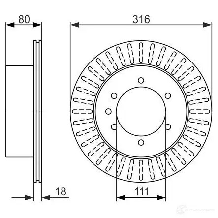 Тормозной диск BOSCH 79POC B D1335 0986479385 339633
