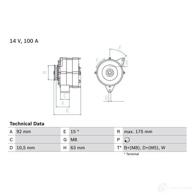 Генератор BOSCH 332476 39 45 YTYVP 0986039450