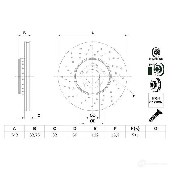 Тормозной диск BOSCH 0986479g40 U BO9Y 1437241294