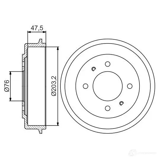 Тормозной барабан BOSCH QWTG0 D B251 0986477180 338576