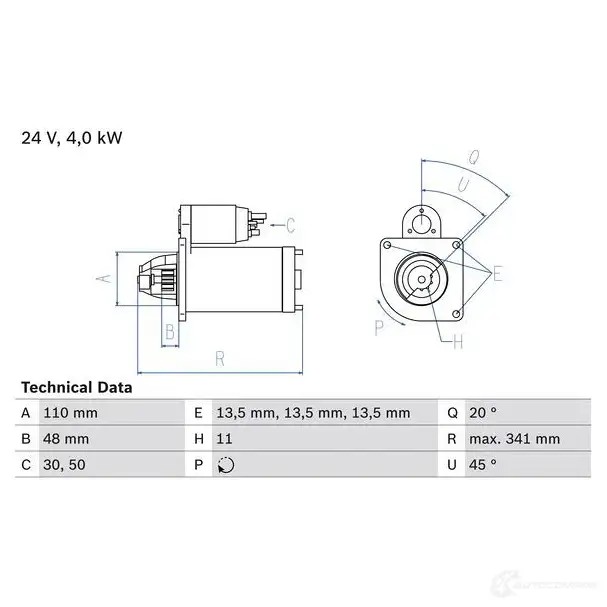 Стартер BOSCH 1 798 QYLDX 331367 0986017980