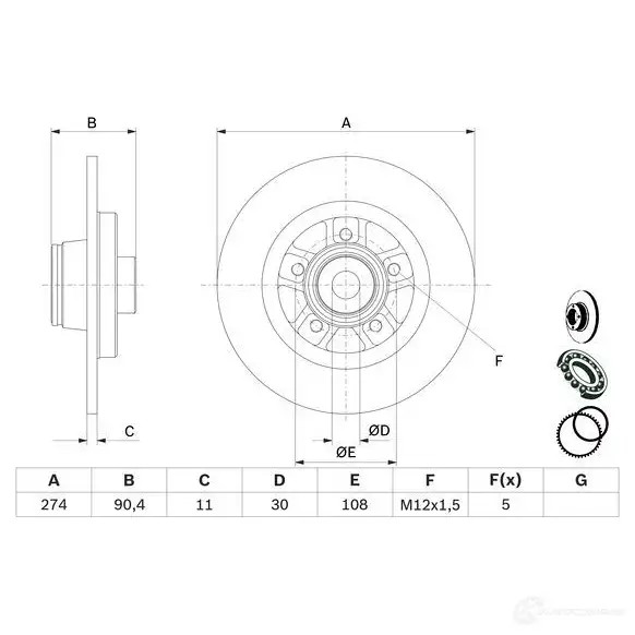 Тормозной диск BOSCH E1 90R-02C0310/0065 BD 2775 0986479f30 1425142717