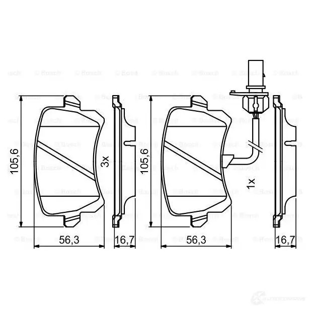 Тормозные колодки, комплект BOSCH 22186 BP1988 1193484180 0986494814
