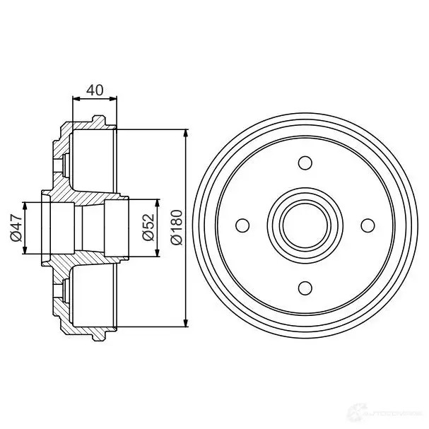 Тормозной барабан BOSCH 0986477192 MK6S0H 338588 DB26 3