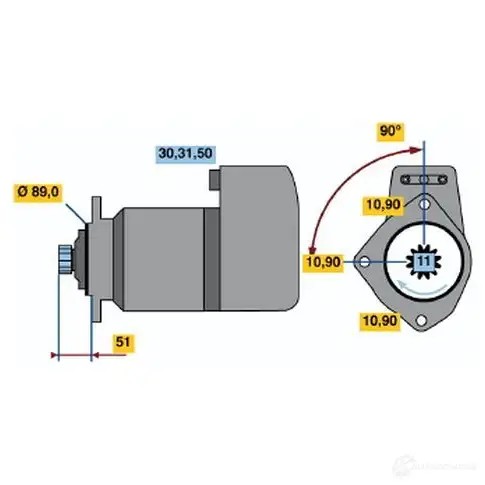 Стартер BOSCH 0986011480 330944 ARXZIEI 11 48