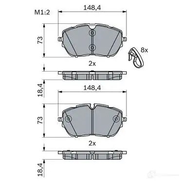 Тормозные колодки, комплект BOSCH 1425140164 22 218 0986494946 BP1797