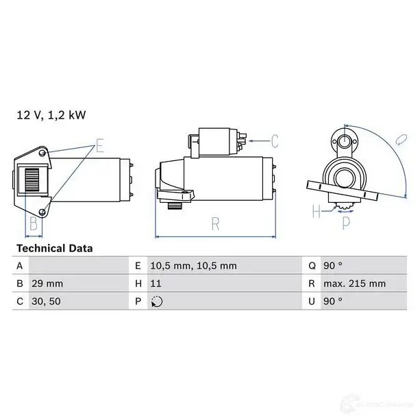 Стартер BOSCH BBQTQ1S 331751 2 357 0986023570