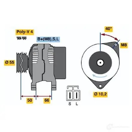 Генератор BOSCH 332589 JS44KE 0986040900 40 90